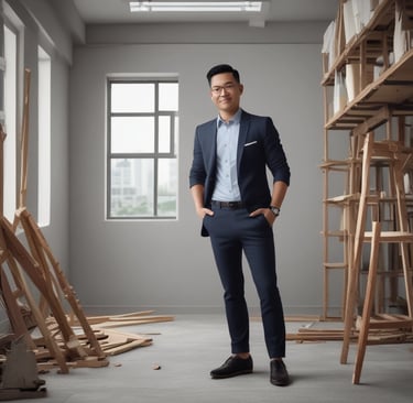 The fourth founder in a relaxed pose, sharing a moment of reflection.