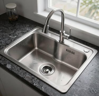 stainless steel kitchen sink and faucet