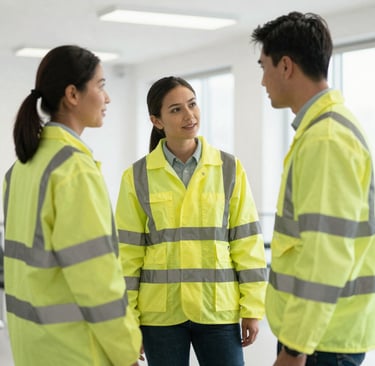 Two business students in blue suits and red ties holding a strategic management textbook.