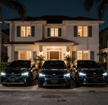 Close-up of a polished steering wheel and dashboard inside a luxury sports car