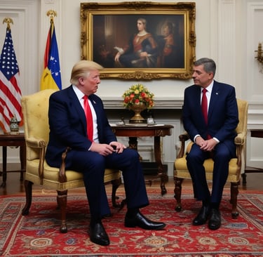 A person walking down a street holding a flag