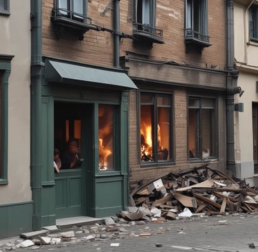 a large green landscape with a few buildings and a few trees