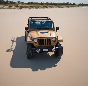 Close-up of seashells scattered on the soft sand near the water’s edge.