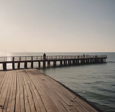 A family walking along a sandy trail lined with dune grass under a bright blue sky.