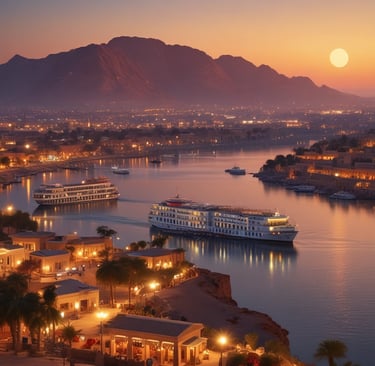 a group of boats that are sitting in the water