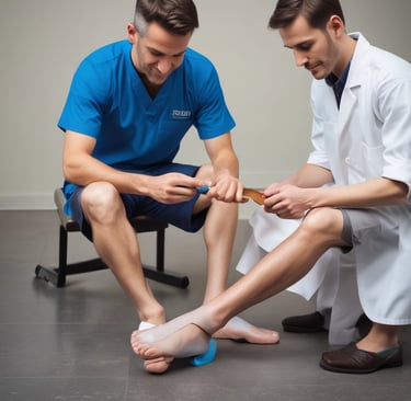 Patient receiving a professional nail trimming and cleaning treatment