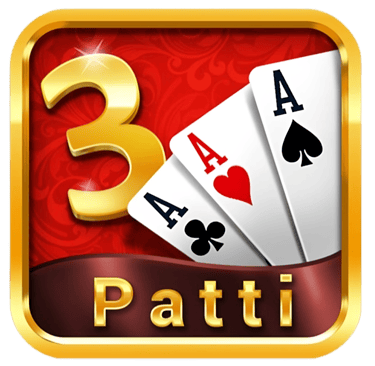 “Teen Patti (3 Patti) card game interface with three cards and virtual chips on a casino-style table