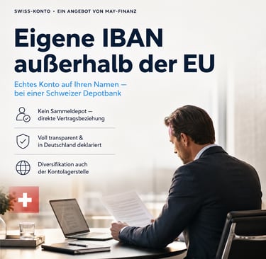 Eigene IBAN außerhalb der EU — echtes Konto bei einer Schweizer Depotbank, Swiss-Konto von May-Finan