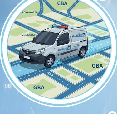 mapa con camioneta de destapaciones OB yenfo a una urgencia