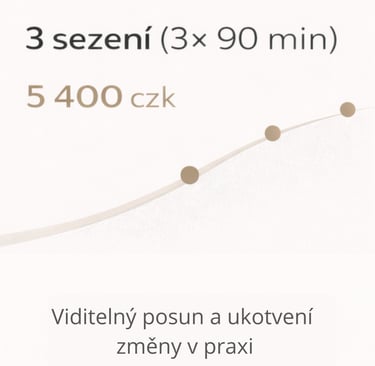 Balíček koučinku – tři sezení pro viditelný posun a ukotvení změny v praxi.