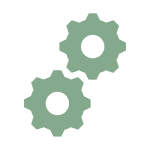 Gears icon representing real-world hospitality operations and practical experience