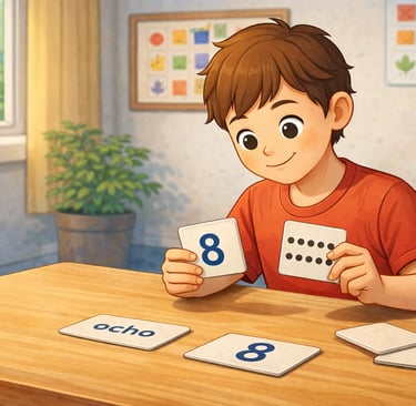 imagen de un niño con nee jugando con tarjetas