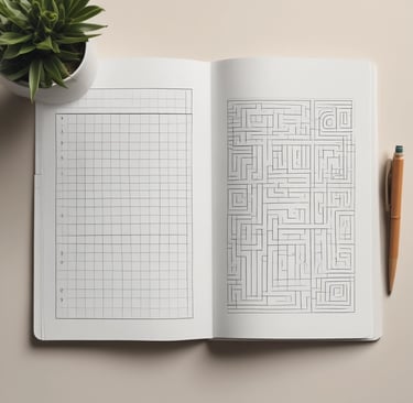 An inviting flat lay of a beautifully designed journal open with a pen resting on its pages, bathed in soft morning light.