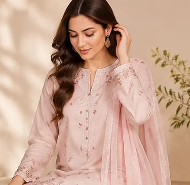 Elegant women fashion collection featuring embroidered traditional and modern outfits for women category