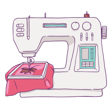 Ilustración de maquina de cocer