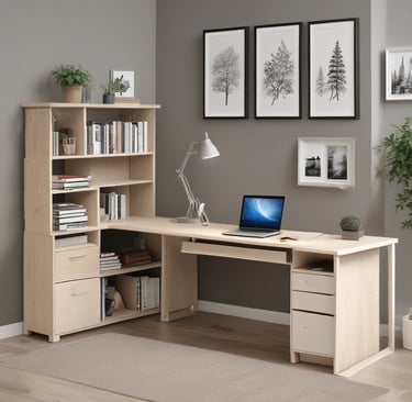 Modern home office setup with fabo’s ergonomic desk and matching storage cabinets in dark charcoal gray