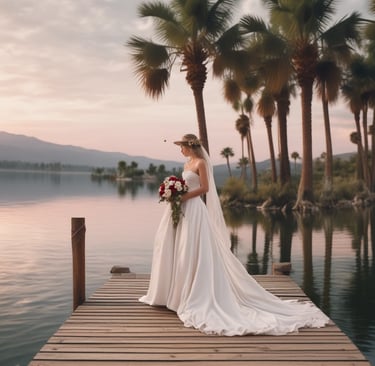 A beautiful lakeside wedding setup at Route 66 Weddings.