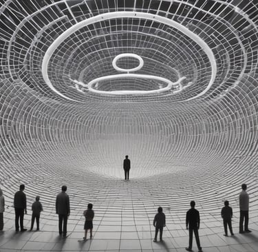 A serene workspace with soft glowing light and subtle energy waves illustrating quantum resonance.