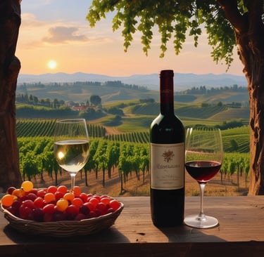 Elegant business class airplane seat with a sunset view through the window.
