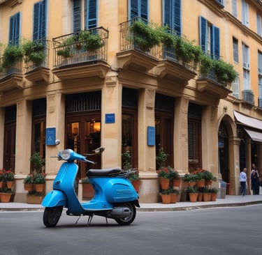 The vintage Piaggio Ape triporteur parked in a sunny Aix-en-Provence square, ready to serve.