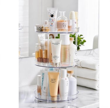 3 tier ripple PET lazy susan for vanity storage wholesale
