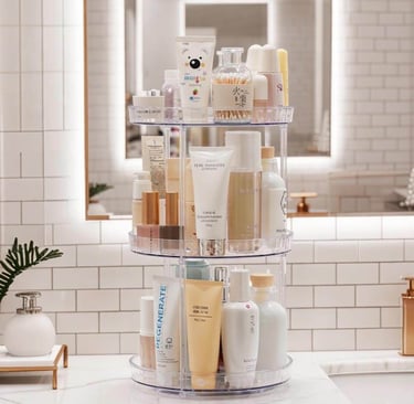 3 tier PET cosmetic turntable organizer wholesale