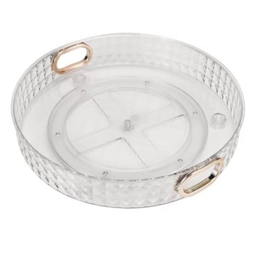 diamond PET lazy susan with handles clear tray wholesale