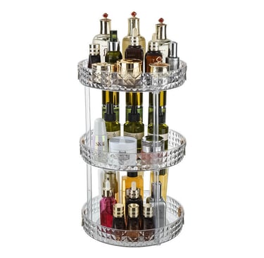 3 tier diamond PET lazy susan organizer wholesale