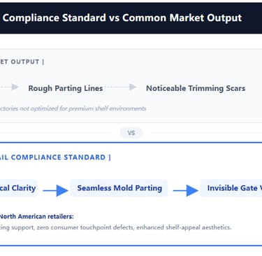 Premium retail compliance standard vs common market output for clear PET storage bins