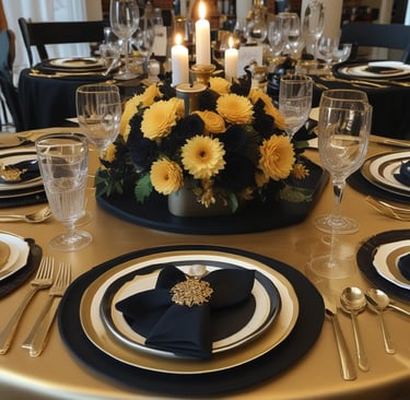 A rustic-themed event with wooden tables, lanterns, and soft candlelight creating a warm ambiance.