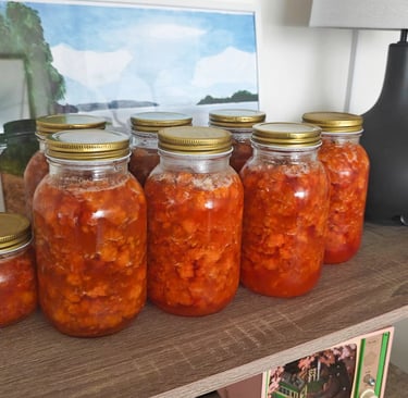 Liters of Cloudberry jam in a class bottles, made by Local Guide Timo from Rovaniemi, Lapland, Finland.
