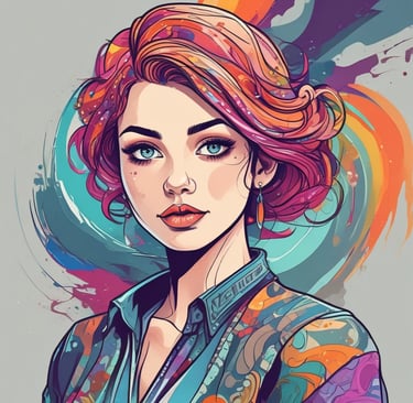 A sleek laptop screen showcasing a vivid Total Tee Design logo with pink and yellow gradient and splatter background