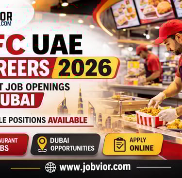 KFC UAE Careers 2026 job announcement graphic showing restaurant staff hiring and fast food job 
