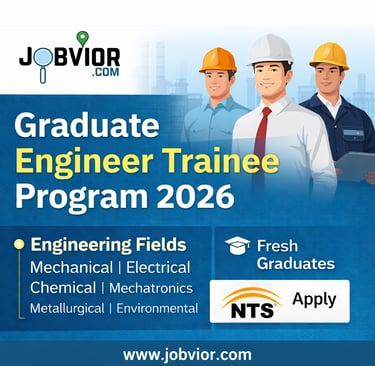 Graduate Engineer Trainee Program 2026 advertisement showing engineering disciplines, eligibility cr