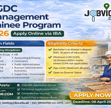 OGDC Management Trainee Program 2026 job details, eligibility criteria, and apply online via IBA