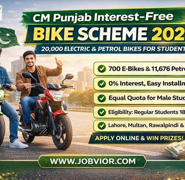 CM Punjab Interest-Free Bike Scheme 2026 offering 20,000 electric and petrol bikes for students in P