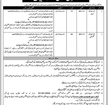 Official advertisement for Civil Defence Bomb Disposal Squad Jobs 2026 in Pakistan showing multiple 