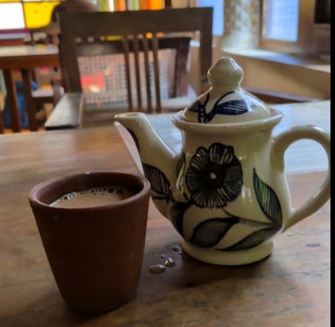 vegan chai served at Terrassen cafe near Auroville puducherry