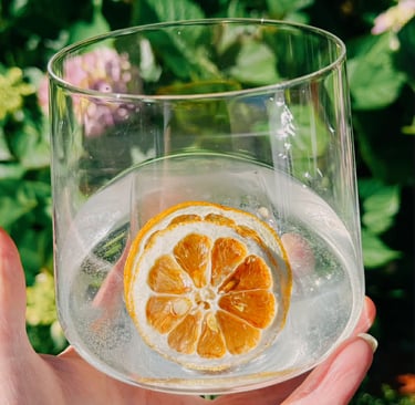 Lemon slice in a Gin and Tonic