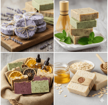 jabones artesanales hechos de arcilla varios