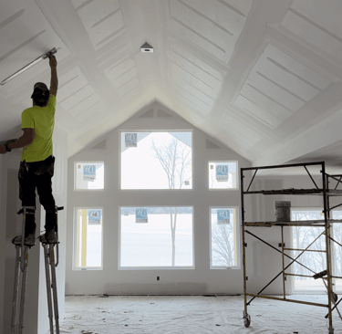 Owner, Cal, mudding residential ceiling