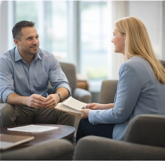 Man and woman in individual coaching session