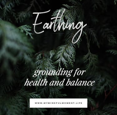 a pine tree with the words earthing grounding for health and health
