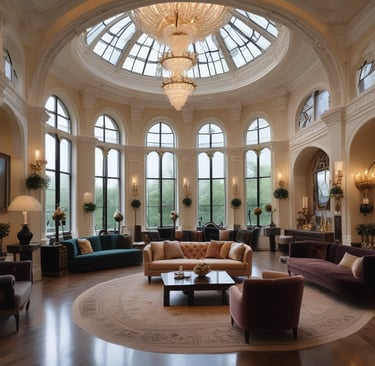 Grand hotel lobby with warm light representing hotel-level care and refined hospitality standards.