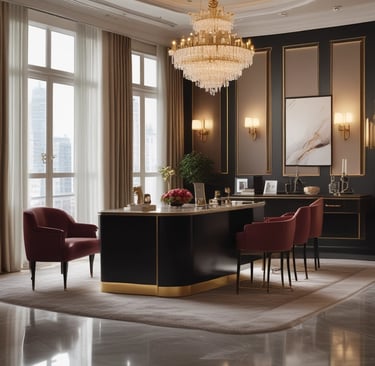 Elegant hotel lounge with warm lighting representing luxury concierge service and high touch guest.