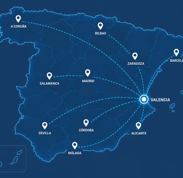 transporte con cobertura nacional desde o hasta Valencia con BG Courier