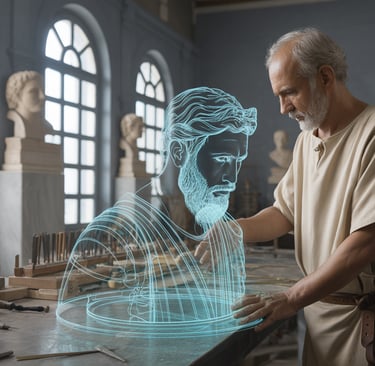 Sculpting the future: classical artistry meets digital design.