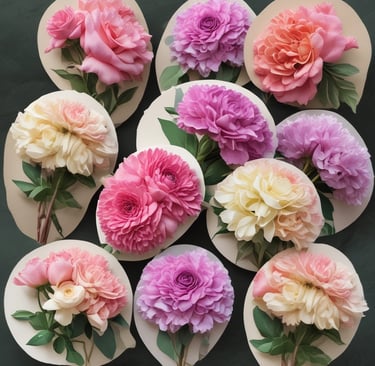 Close-up of a large artificial flower bouquet with bold reds and yellows, showcasing detailed petals and leaves.