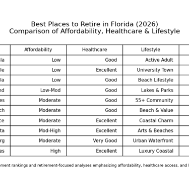 Florida cities cost comparison chart