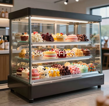 Custom-built commercial kitchen island with integrated equipment and clean, modern design